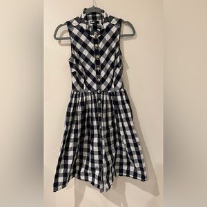 J Crew Navy Gingham Dress Size 0